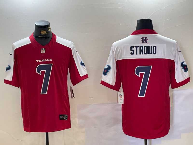 Mens Houston Texans #7 CJ Stroud Limited Red Thanksgiving Fashion FUSE Jersey Dzhi